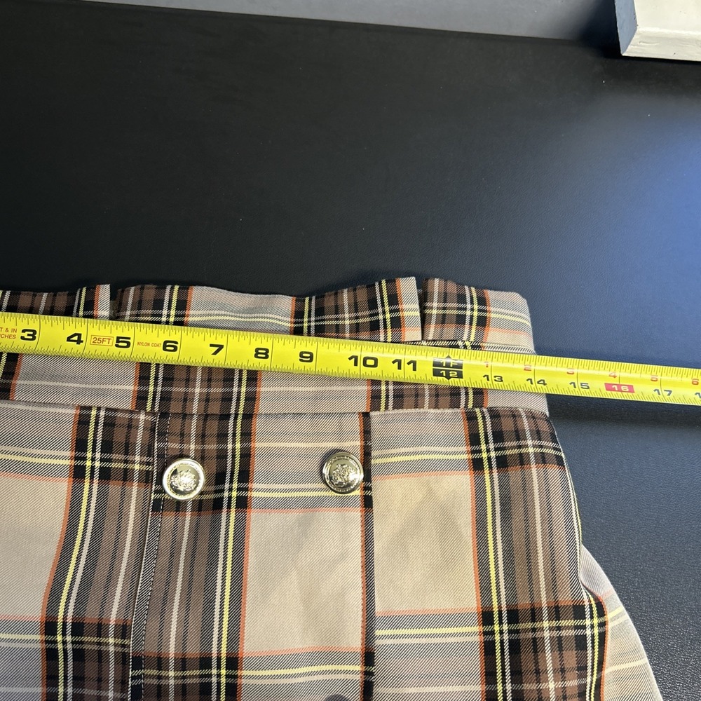 River‎ Island Women's Plaid Mini Skirt US 6 UK 10 Paper Bag Waist Buttons Preppy - Picture 14 of 16
